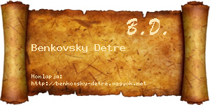 Benkovsky Detre névjegykártya
